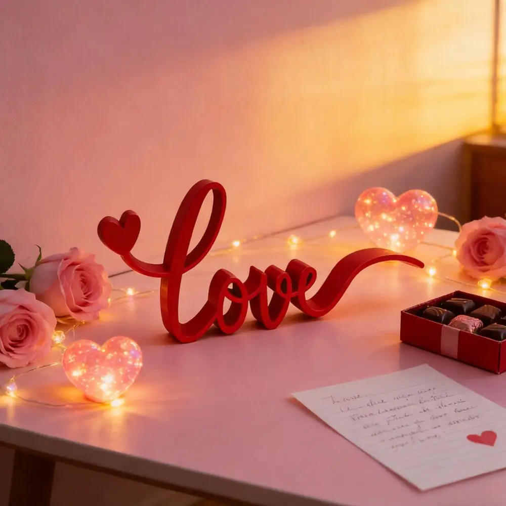 Creative 3D Valentine's Day Love Ornament Car Interior Party Love Models Decoration Sweet Lovers Letter Love Ornament Home Decor