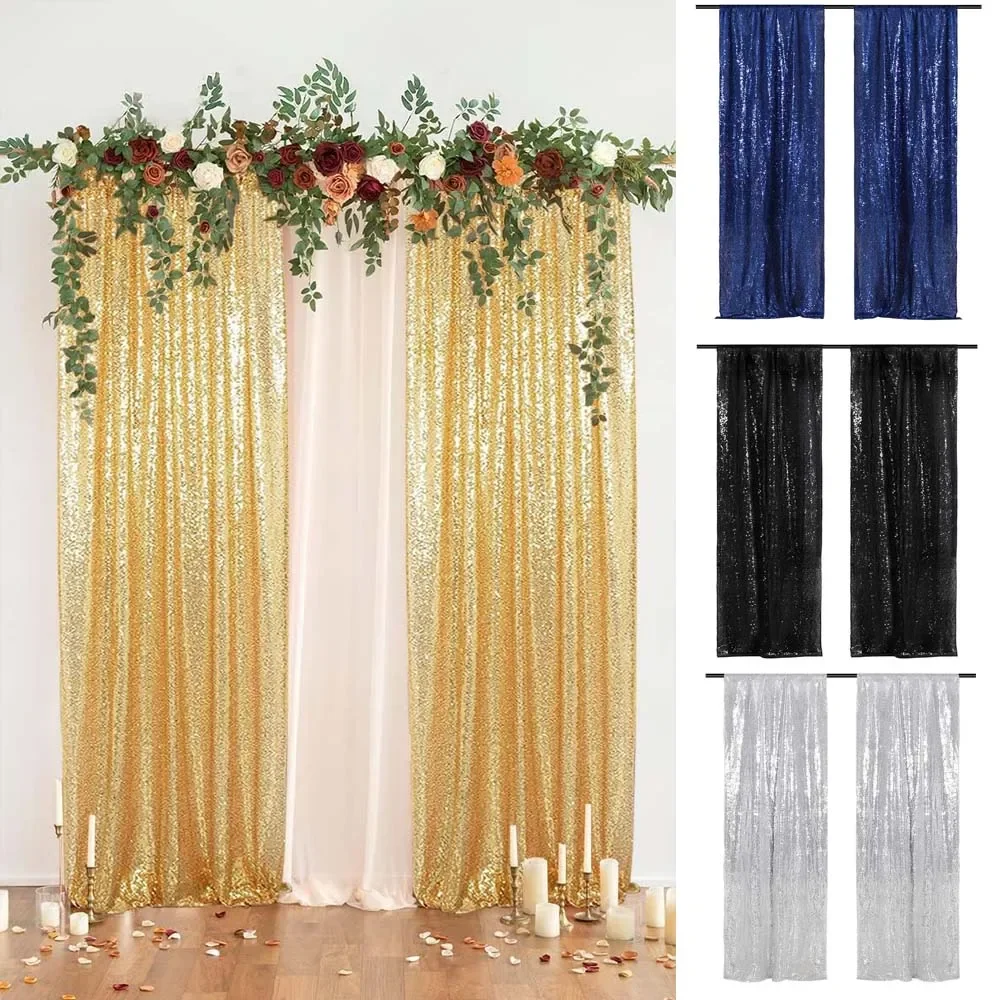 Rosa Ouro Lantejoula Contexto Cortina, fundo De Cerimônia De Natal, Contexto Glitter, Tecido Shimmer, cortinas, 2ft x 8ft