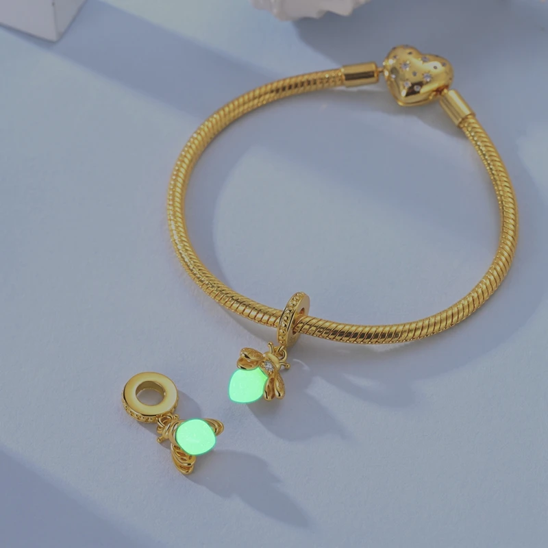 الأصلي 925 سحر جديد عناصر الذهب الوردي قلادة الخرز يناسب سوار الإسورة قلادة للمرأة الفاخرة DIY بها بنفسك صنع المجوهرات هدية