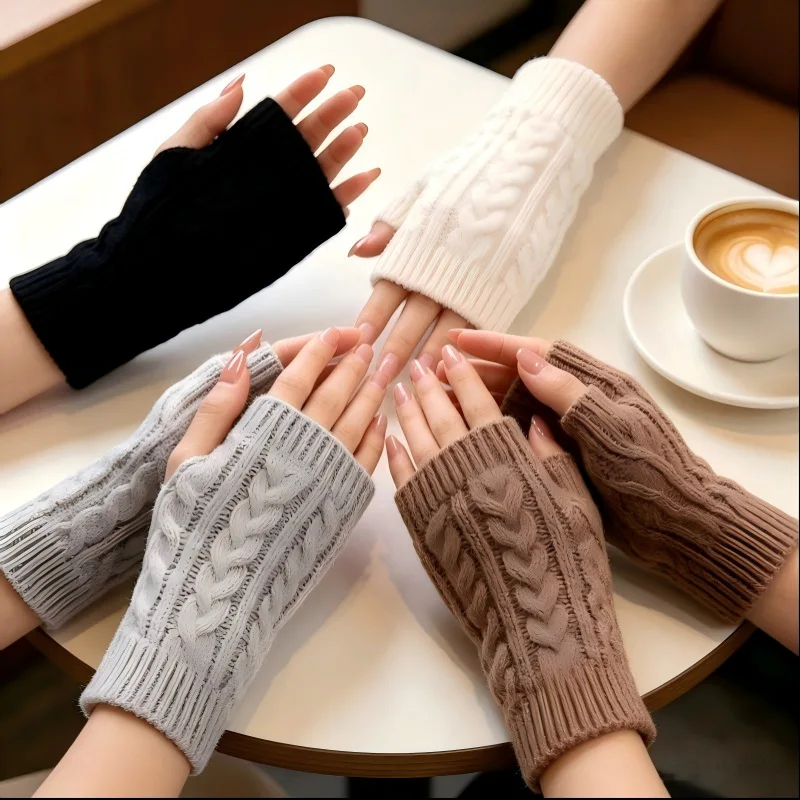 NEW Women Hand Warmer Winter Gloves Fashion Knitting Faux Wool Mitten Warm Fingerless Glove Gants Femme women gloves ﻿