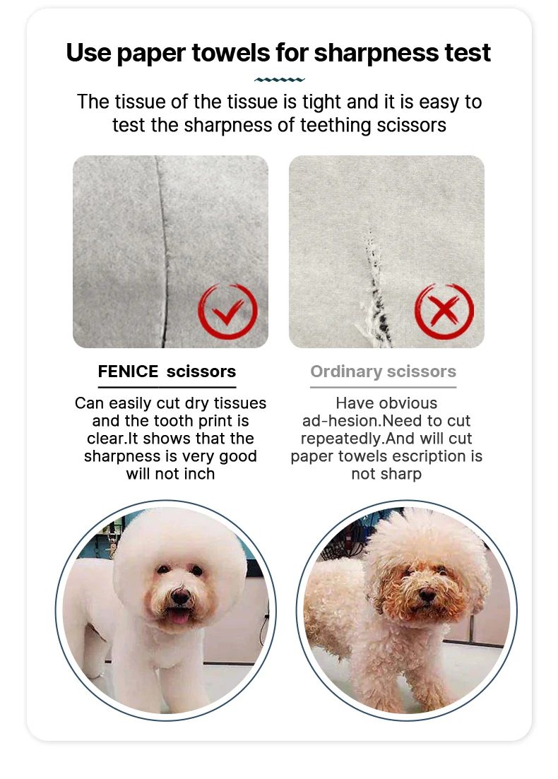 Fenice Professional Home Pets Grooming Set 6/6,5/7/7,5 Zoll Lagerschraube gerade gebogene Effilierschere für Hunde/Katze – Detail 11