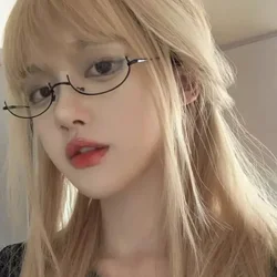 Y2K Half Frame Glasses Without Lens Girls Chic Harajuku Cosplay Party Fashion Decoration Glasses Metal Photography Fake Glasses