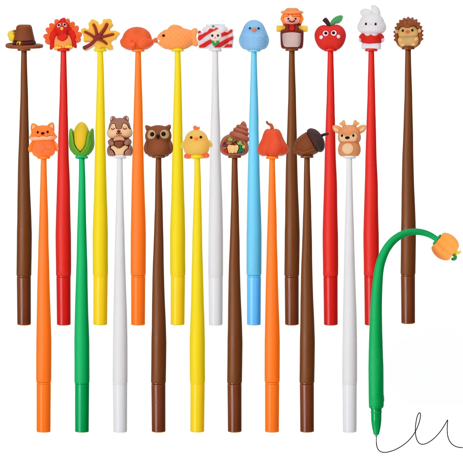 5/10/20 Pcs Cartoon Thanksgiving Gel Pen Stress Relief Shake Pen Creative  Student Prize Stationery Gift