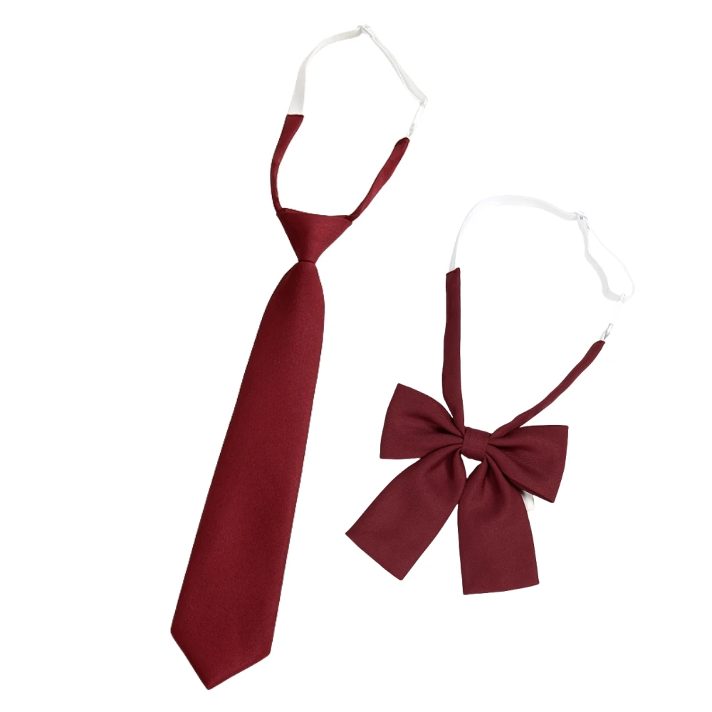 Lazy JK Small Necktie Bowtie For Student Basic Style School Uniform Classic Ties Solid Bow Ties Cravats Girls Red Bowties