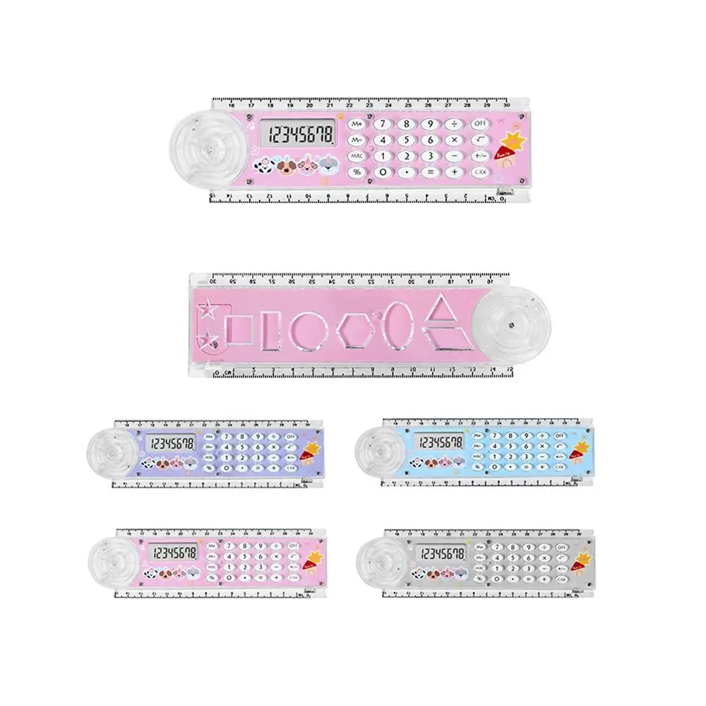 30 cm Measurement 2-in-1 Mobile Measurer Multi-function Ruler Clear Cartoon Measurer 8 Digit Calculation Straight Ruler Gift