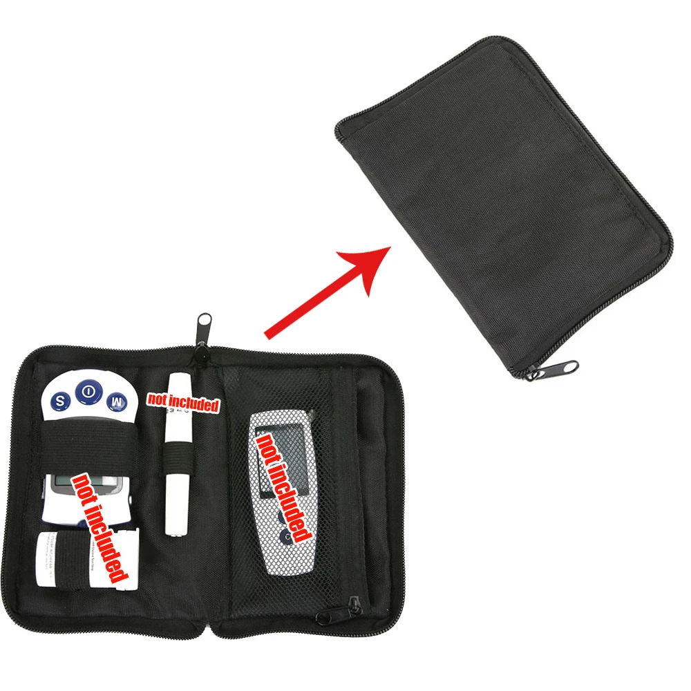 

Portable Zippered Storage Bags Instrument Glucose Monitor Pouch Cloth Organizer Blood Meter Bag 16x11cm