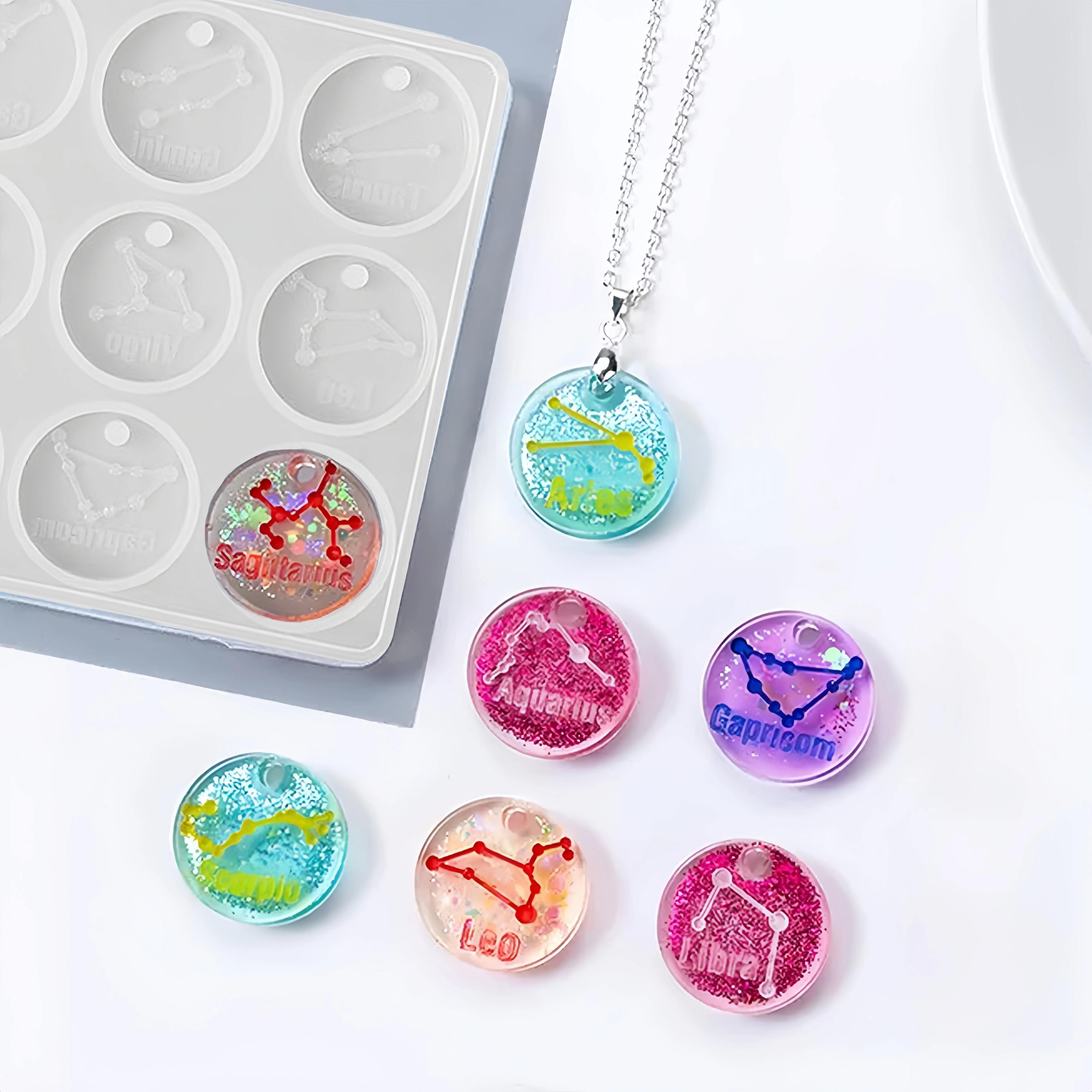 12 Holes Constellation Pendant Mold DIY Jewelry Earrings Necklace Making Crystal Resin Epoxy Silicone Mold Drop Glue Mold