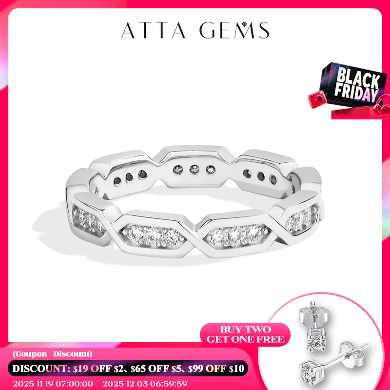 

ATTAGEMS Новое оригинальное вечное кольцо с муассанитом для женщин и мужчин, стерлинговое серебро 925 пробы, белое золото, обручальные кольца, ювелирные изделия, бесплатная доставка