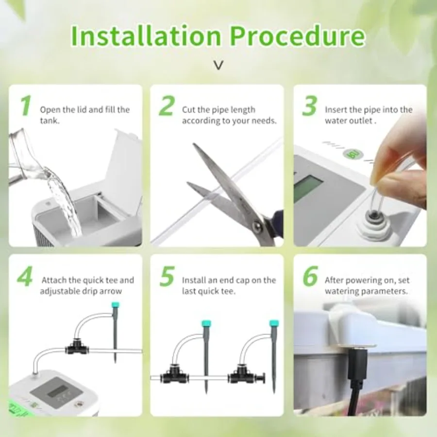Indoor drip irrigation system for potted plants: 2-gallon tank white plastic touch night light + programmable timer self-wateri - view 6