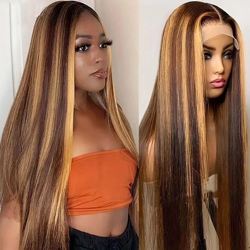 European and American fashion lace front African piano color straight hair wig