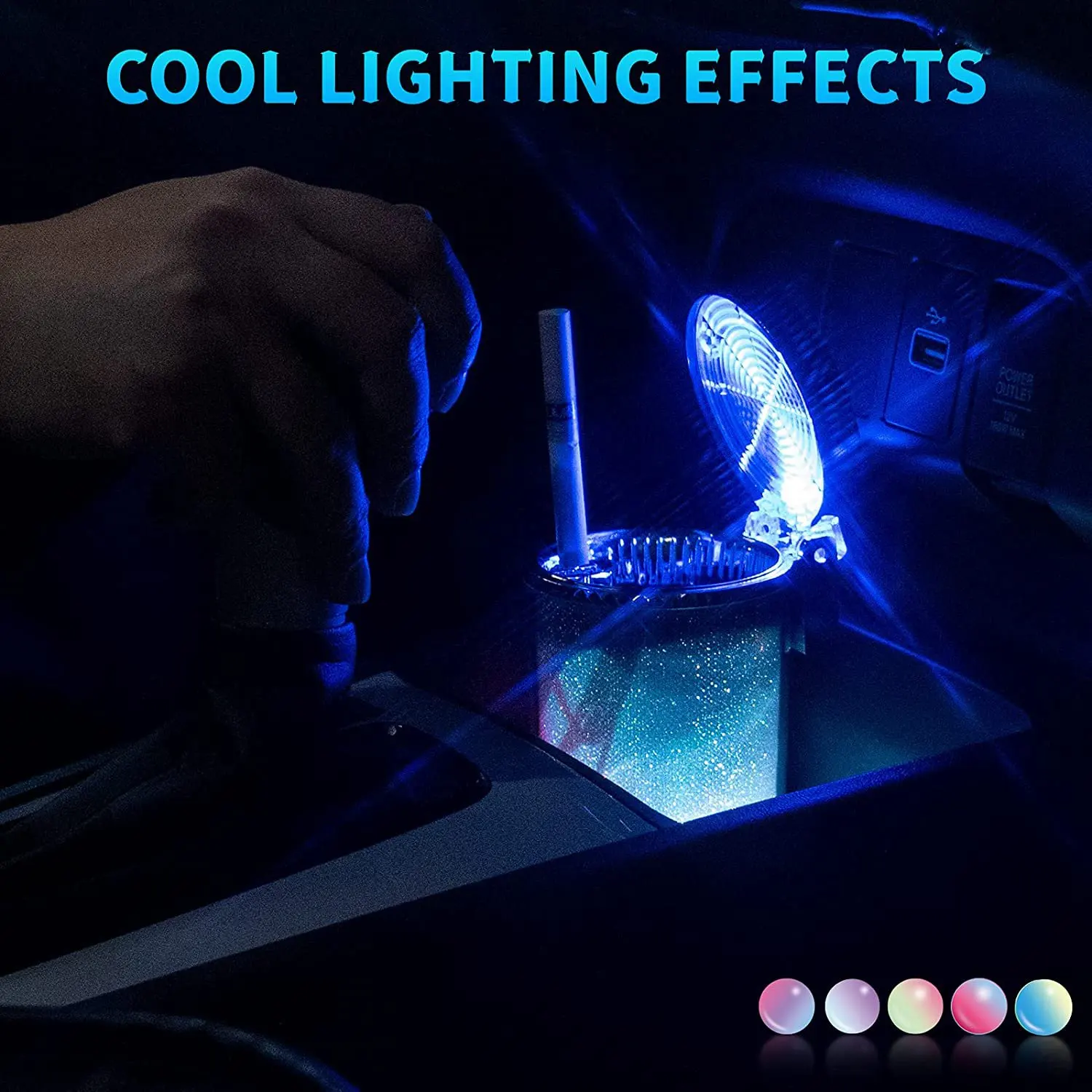 Car Portable Ashtray Car Ashtray With LED Light Cup Holder Ashtray With Color LED Light For Truck Office Home Car