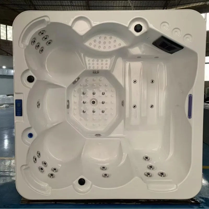 Luxu-ry Outdoor Spa Acrylic Freestanding Square 120 Jets Modern Design Hotel Villa Use Whirlpool Bath Tubs Thermostat Waterfall