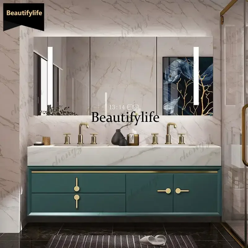 2025 Furniture Bathroom Cabinet Oak Antique Modern Smart Light Mirror Luxury Slate Integrated Wash Basin Vanity Toilet High Grad