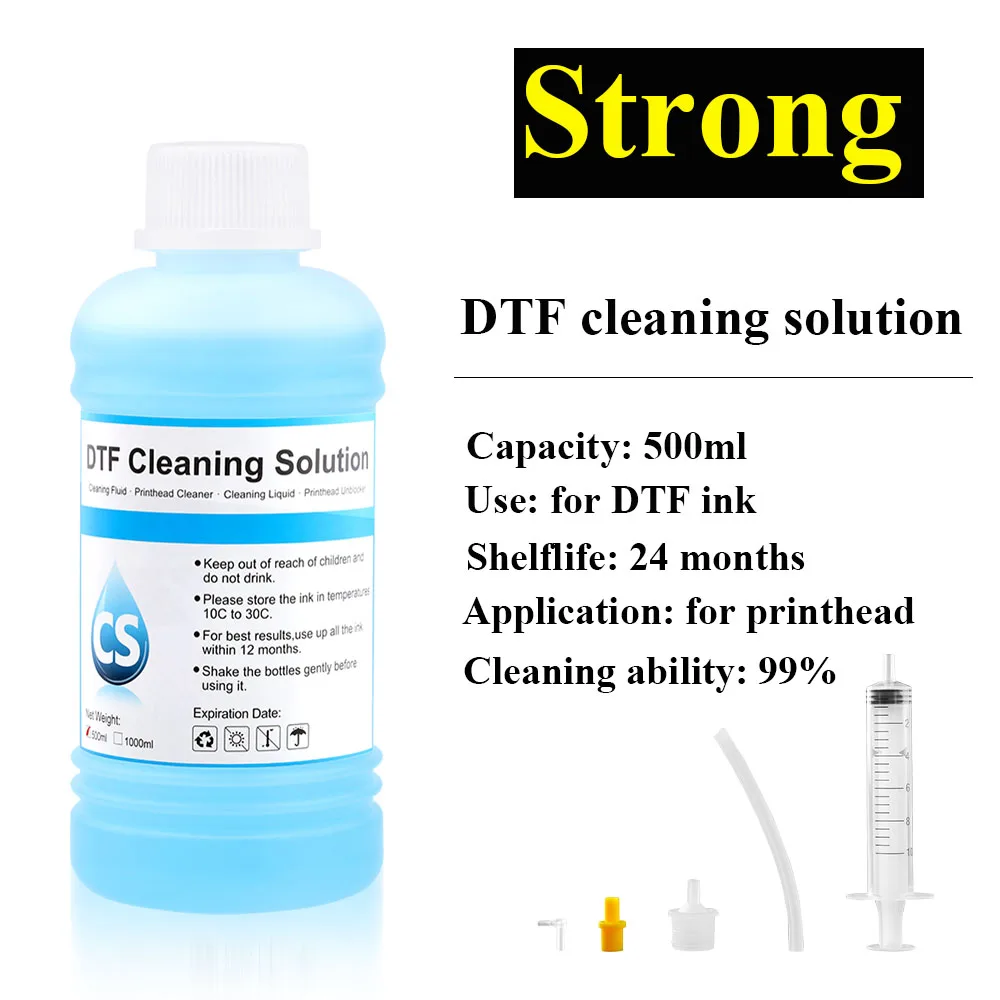 Líquido de limpeza a tinta DTF, solução de limpeza forte para Epson DX4, DX5, DX7, L1800, L805, L800, 1390, I3200, 500ml, mais novo