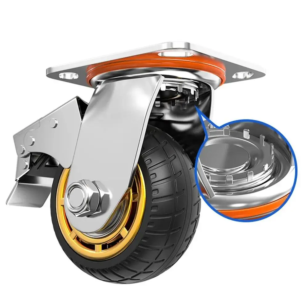 

Noiseless Furniture Caster Heavy Loads Transporter Swivel Caster With Brake Hardwares Roller Wheel Shelf Cart Wheel
