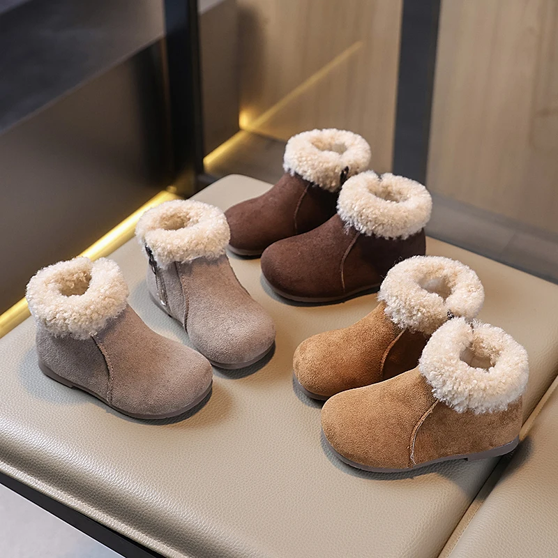 

Детские зимние ботинки 2025Зимние новые хлопковые ботинки на мягкой подошве Ботинки для девочек Теплая толстая хлопковая обувь Универсальные кроссовки Ботильоны для девочек