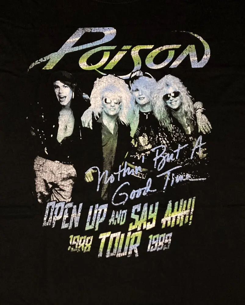 POISON cd lgo OPEN UP AND SAY AHH TOUR '88 '89 Official SHIRT XL New good time