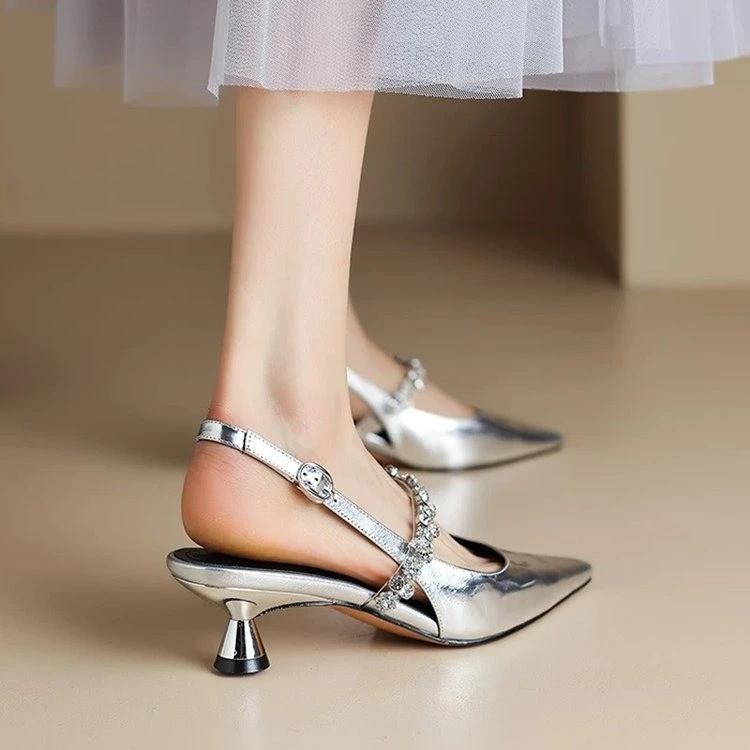 Rhinestone Sandal Women - French Slip with Rhinestone Stiletto Helix