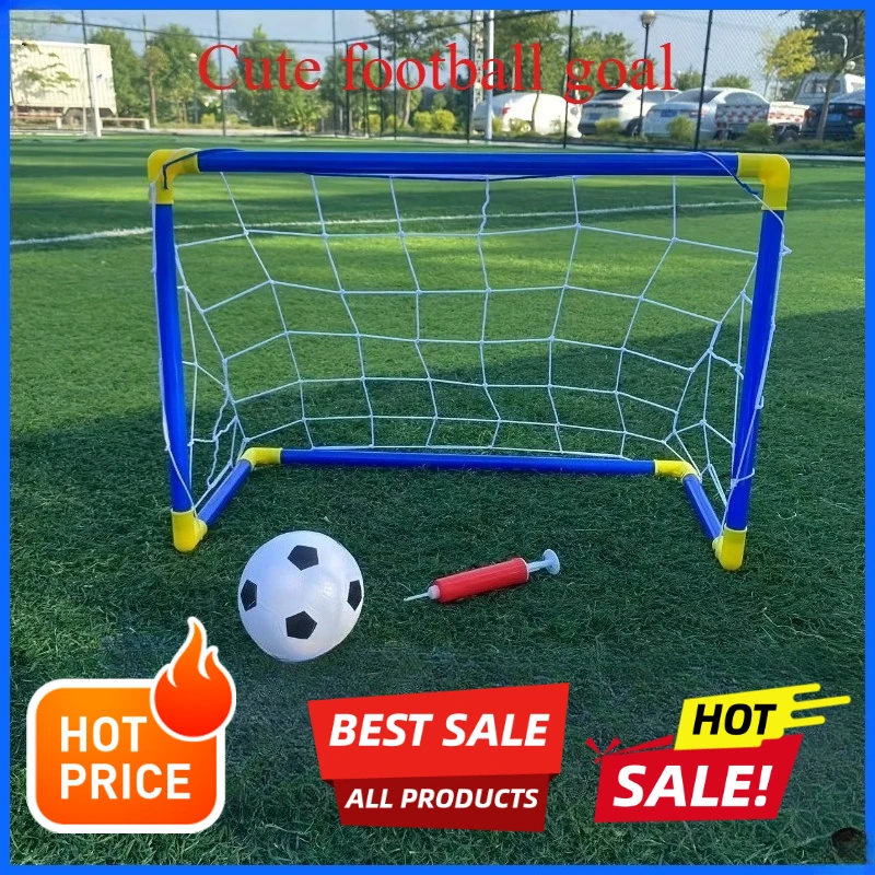 Portable Indoor/Outdoor Toy Football Goal Set44x25cm - Micro Soccer Net Pump&Ball Lightweight Kids Training Park Beach Games