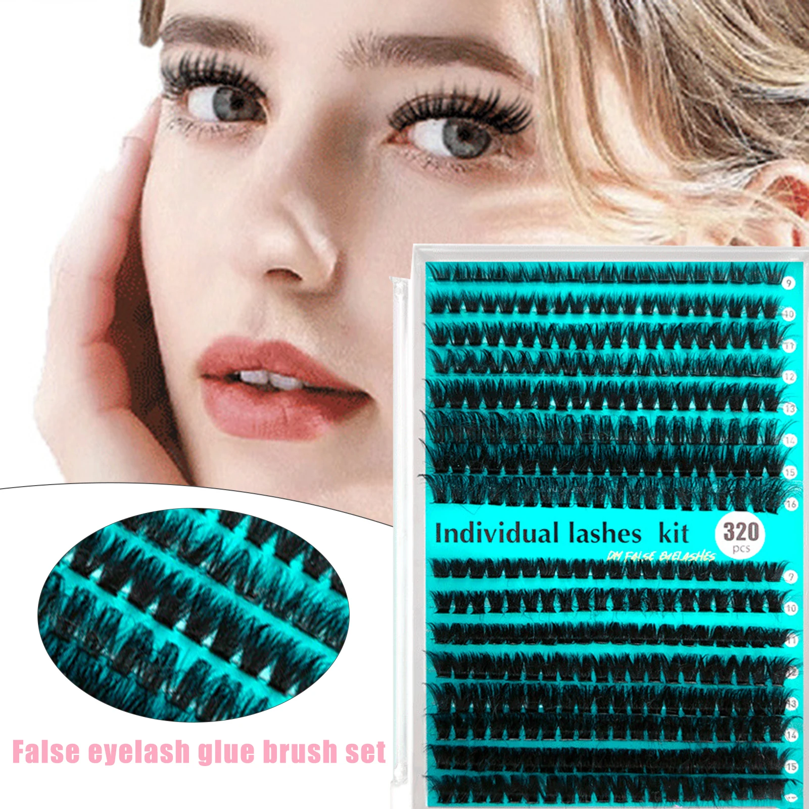 60D 80D False Eyelashes Extension kit 320pcs 9-16mm cluster lashes natural black 3D Eyelash bond and seal kit Cosmetic Supplies