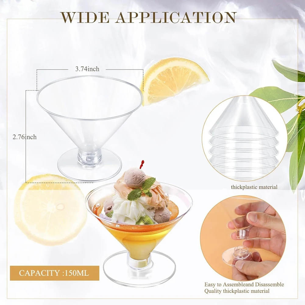 

80 Pack Plastic Glasses Disposable Cocktail Glasses 5 Oz Plastic Cocktail Glasses,Ice Cream Dessert Cups-A70Z