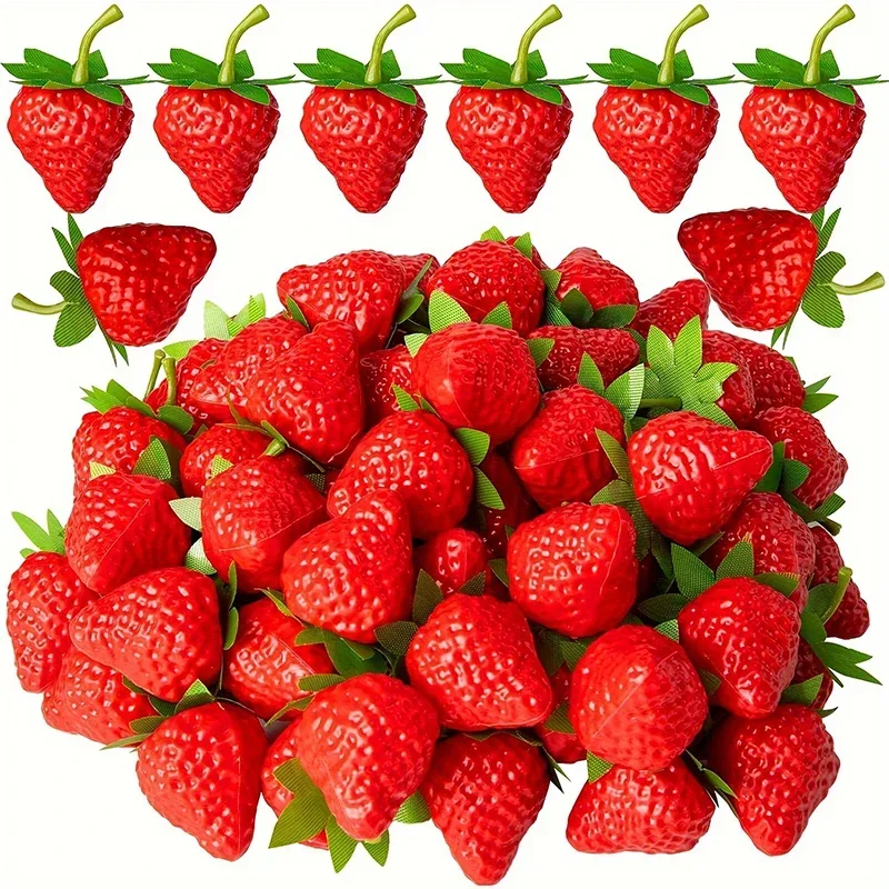 10/20 piezas simulación de fresa artificial fruta falsa decoración para fiesta de vacaciones en casa accesorios de fotografía