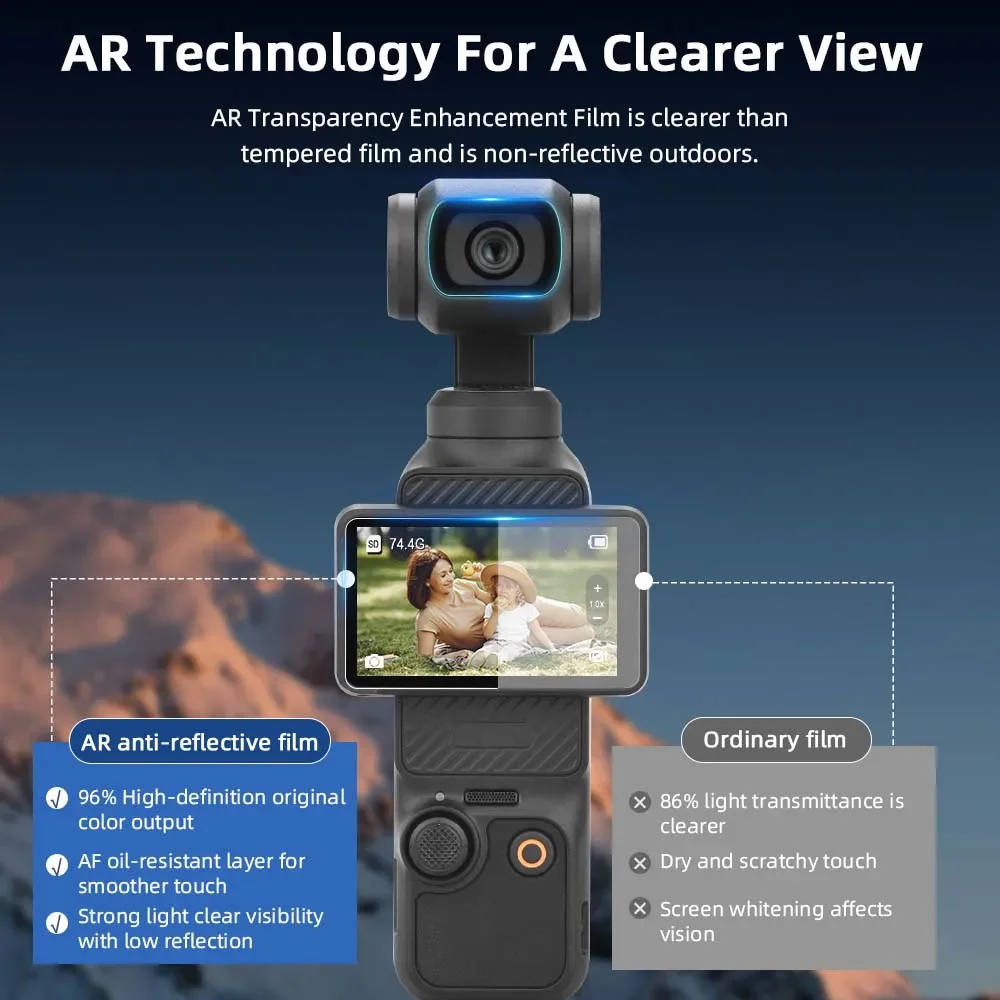 BRDRC Anti-glare Film for DJI Pocket 3 HD Lens Protector Anti-Scratch Water-resistant Coated Design Slim Film Accessories