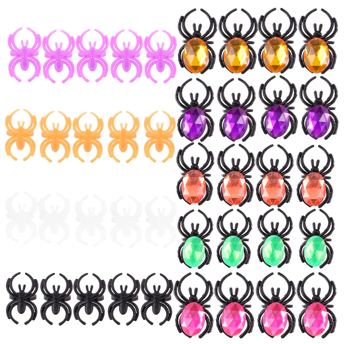 50 Uds. Anillos a granel para mujer, juguete a granel de araña, rellenos de bolsas de regalos de Halloween, recuerdos, anillos de Halloween, regalos para niños