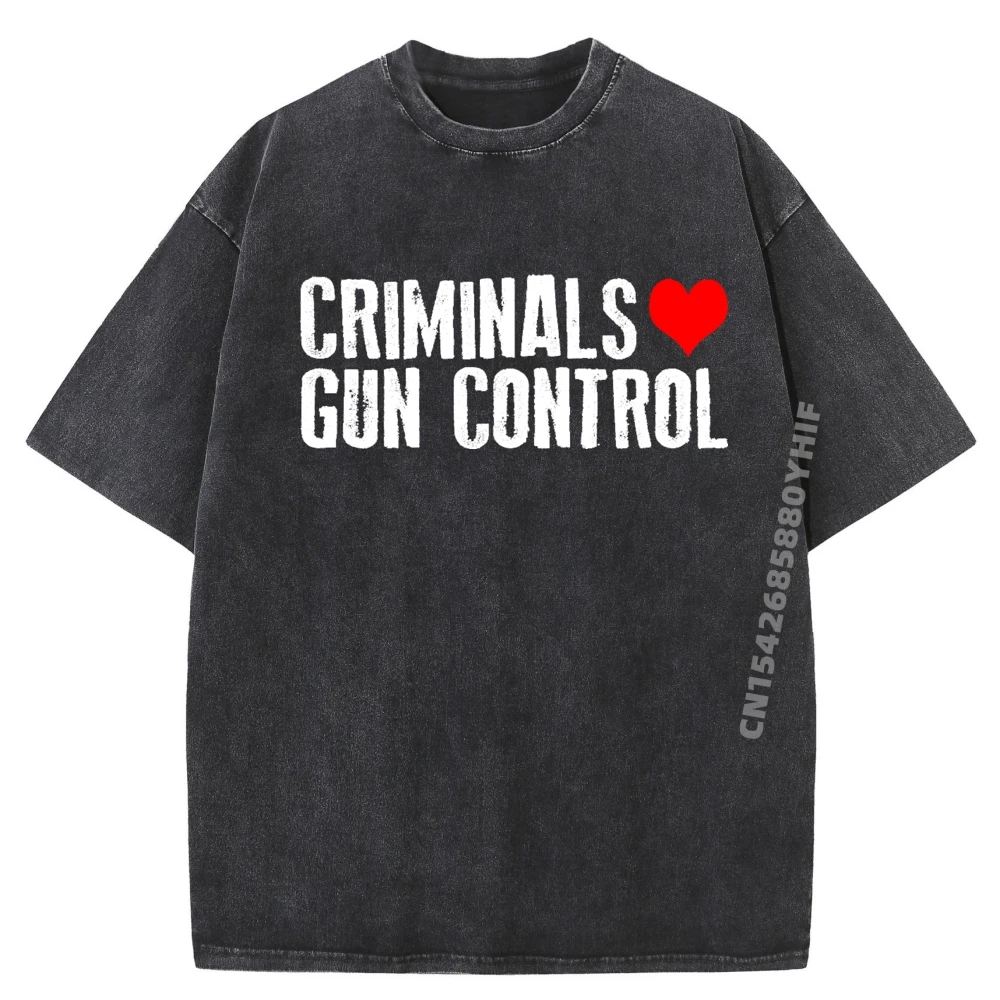 

Criminals Love Gun Control Bold 2a Tshirt Men SOFT Printed Tshirt Large Size Washed Retro Shirt Mens T-shirt
