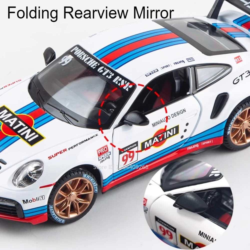 1:24 911 GT3 RSR Panamera Modello di auto sportiva Porte giocattolo Aperto Pressofuso in metallo Suono leggero Tirare indietro Modelli di veicoli Ornamenti Regali