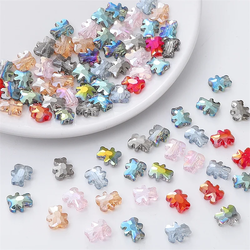 

30/50pcs Bear Beads Glass Crystal AB Loose Beads Cute Animal Shaped Bead Spacing Jewelry Handicraft Accessories DIY Earrings