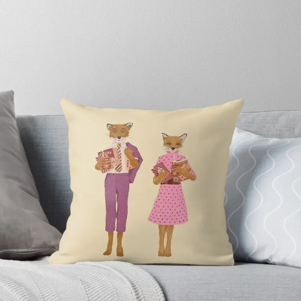 

Fantastic Mr. fox and Mrs. Fox - Pink Throw Pillow Throw Pillow Covers For Sofas pillow