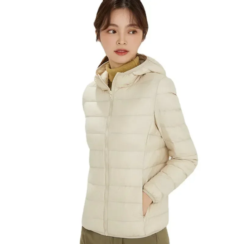 Parkas minces à capuche avec fermeture éclair pour femme, doudoune optique épissure, coupe couvertes, décontracté, chaud, manches longues, manteau court, automne, hiver