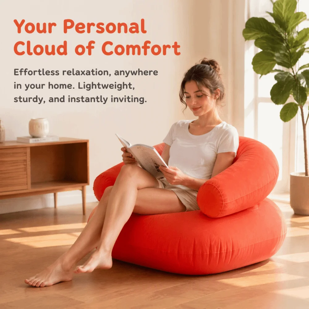 U-shaped Inflatable Lazy Sofa Flocking With Armrests Inflatable Single Sofa With Backrest Portable Inflatable Double Sofa