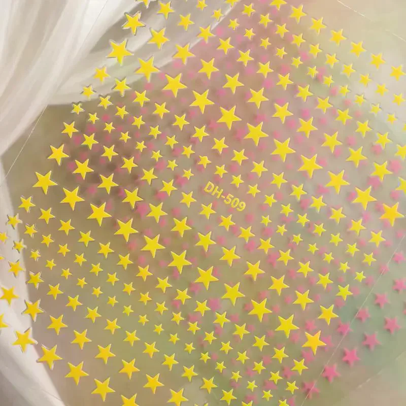 1pc 5D Embossed Japanese Star Nail Art Kawaii Stickers Colorful Pentagram Adhesive Nail Decorations DIY Decals