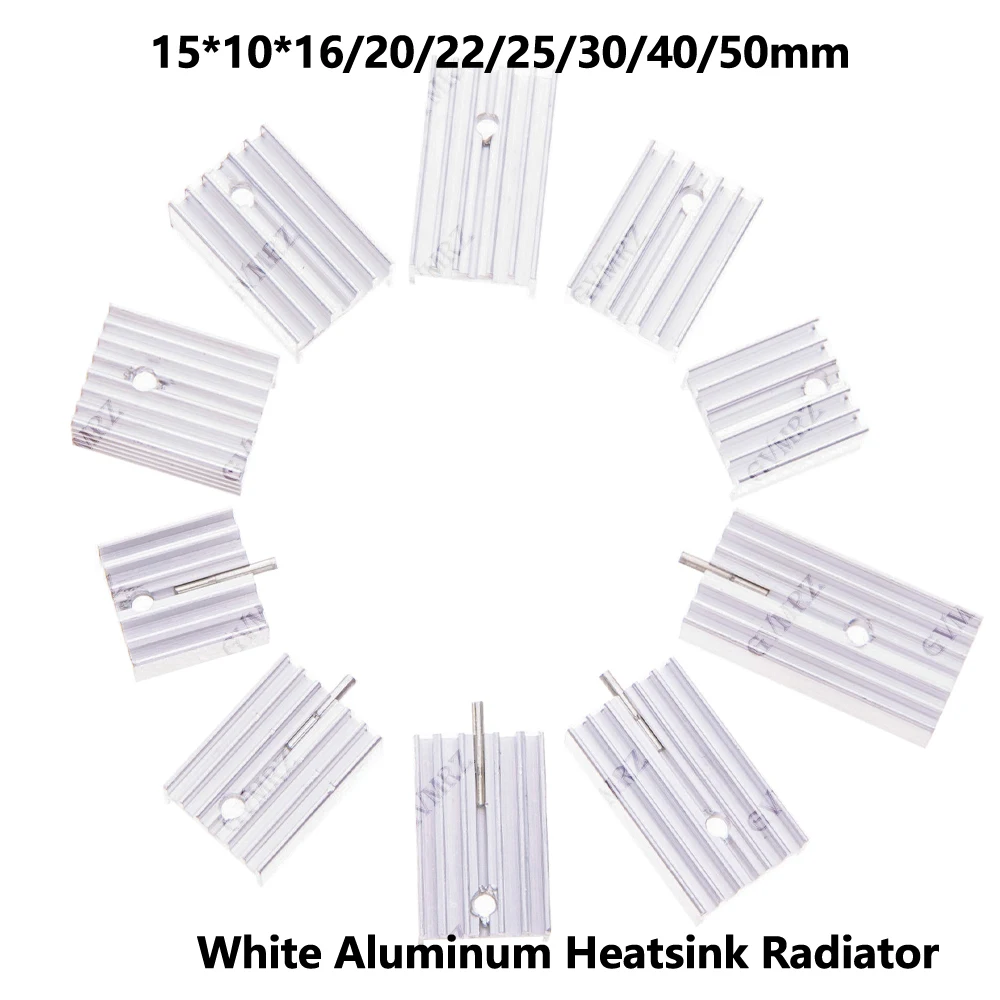 15x10x20MM White Aluminum Heatsink Radiator 15*10*16/20/22/25/30/40/50mm With Needle Transistor TO-220 For TO220 Transistors