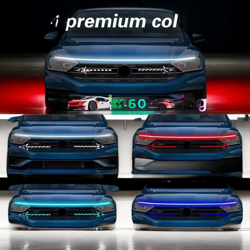 

Светодиодная лента на капоте автомобиля - направляющая двигателя 12 В, декоративная окружающая лампа, модифицированная дневная ходовая лампа, сканирование, пусковая функция