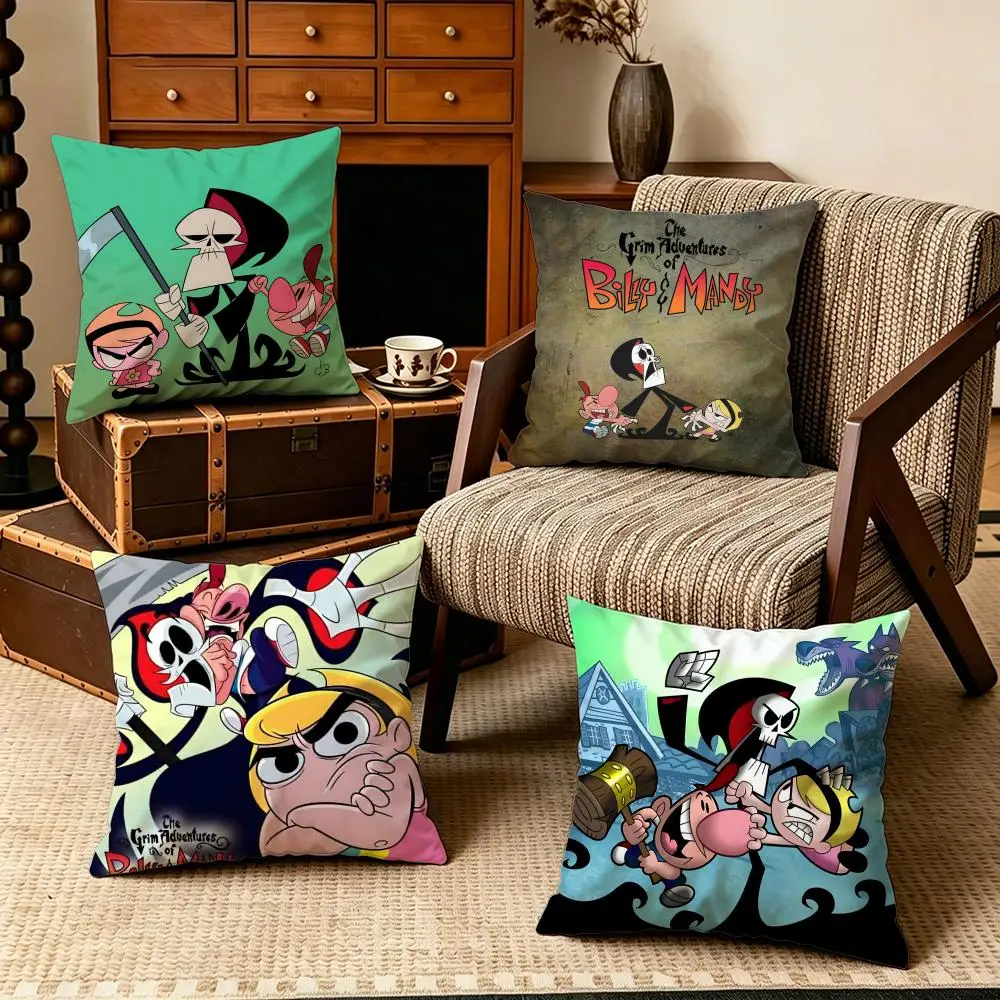 The Grim Adventures of Billy & MandyS Cushion Cover Soft Velvet Cushion Cover Set 50x50 45x45 Zipper Pillowcase for Home Decor