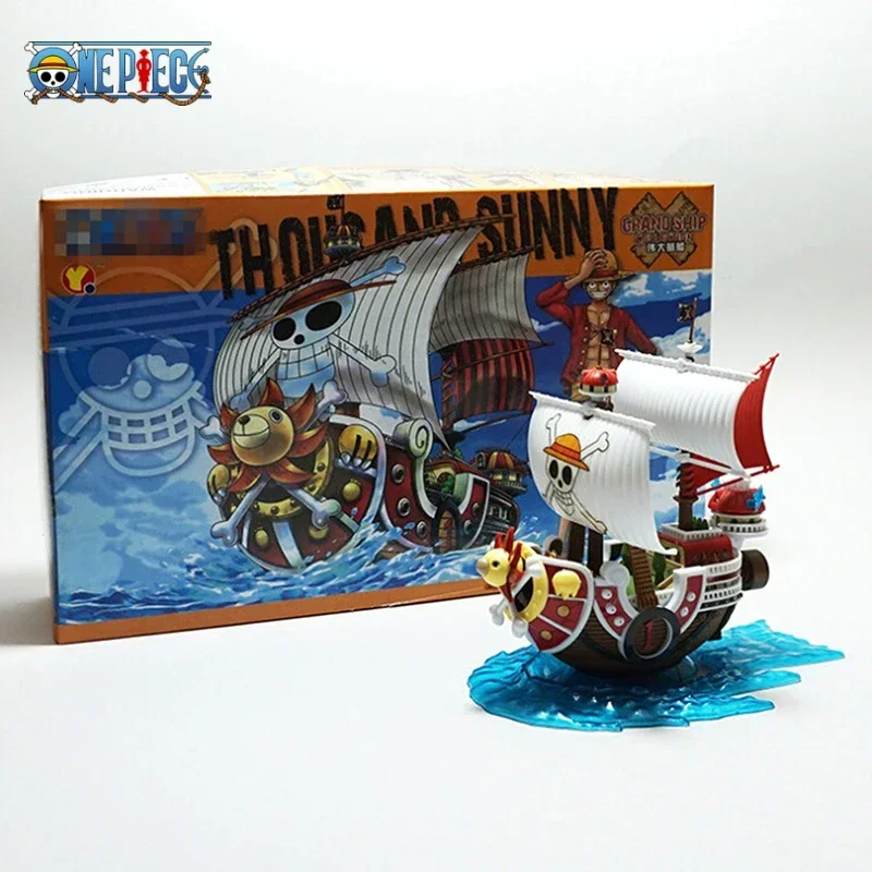 13cm One Piece Ship Thousand Sunny Figure Luffy Model Toys Peripheral Super DIY Kawaii Toys Boat Assembled Model Ship Kids Gift