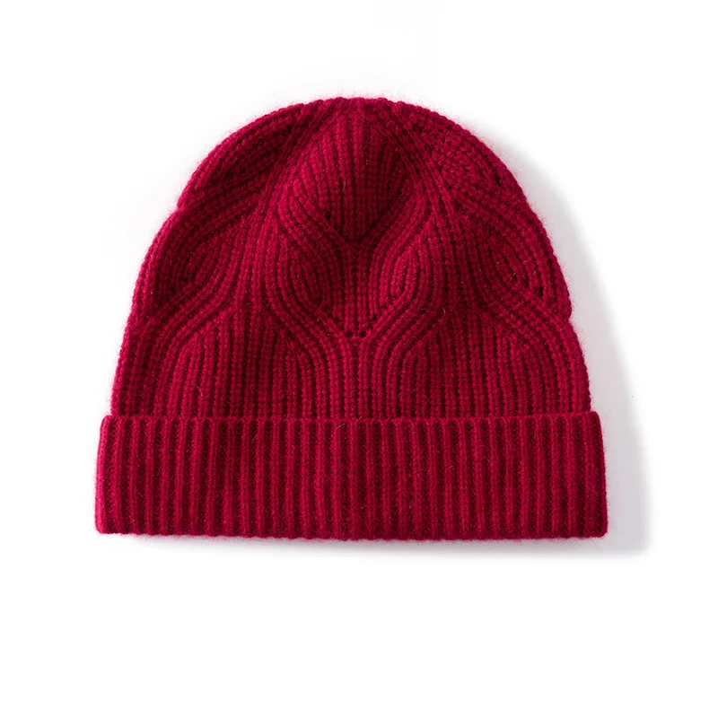 New 2025 Women's 100% Cashmere Head cap for Autumn and Winter Knitted Comfortable and Soft Women's Cashmere Hat