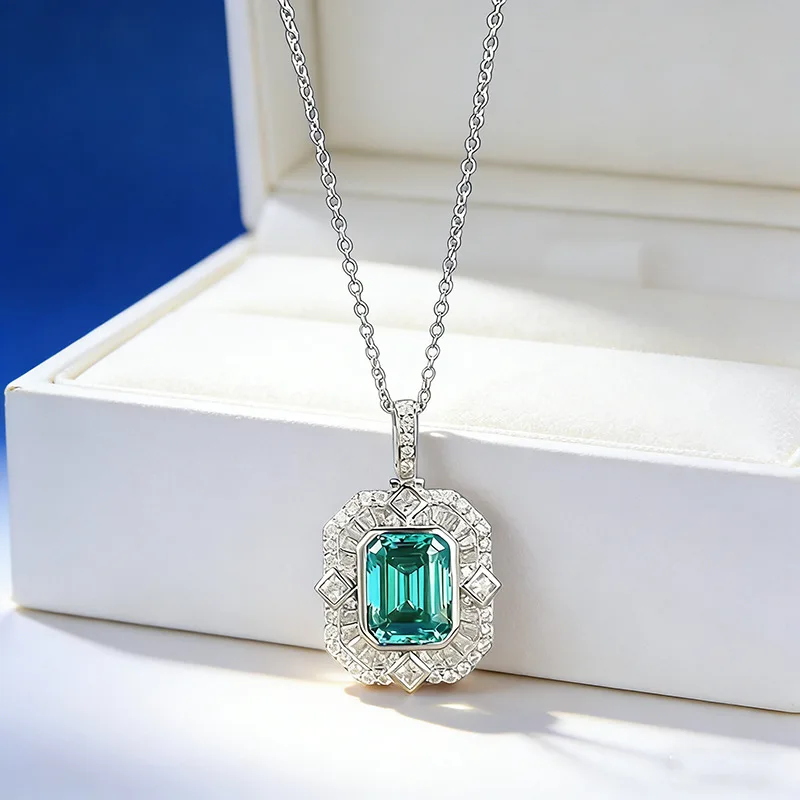 Wings of Light Jewelry's new 18K white gold surround 8*10mm Asche Paraiba platinum PT950 necklace