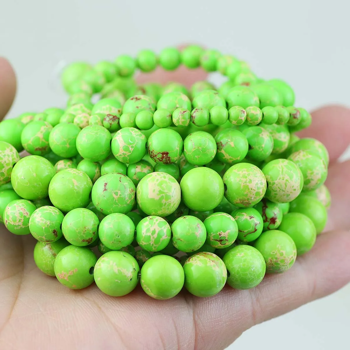 Fruit Green Synthetic Imperial Pine Stone Round Loose Beads 4/6/8/10mm For Jewelry Making DIY Bracelets Earrings Accessories