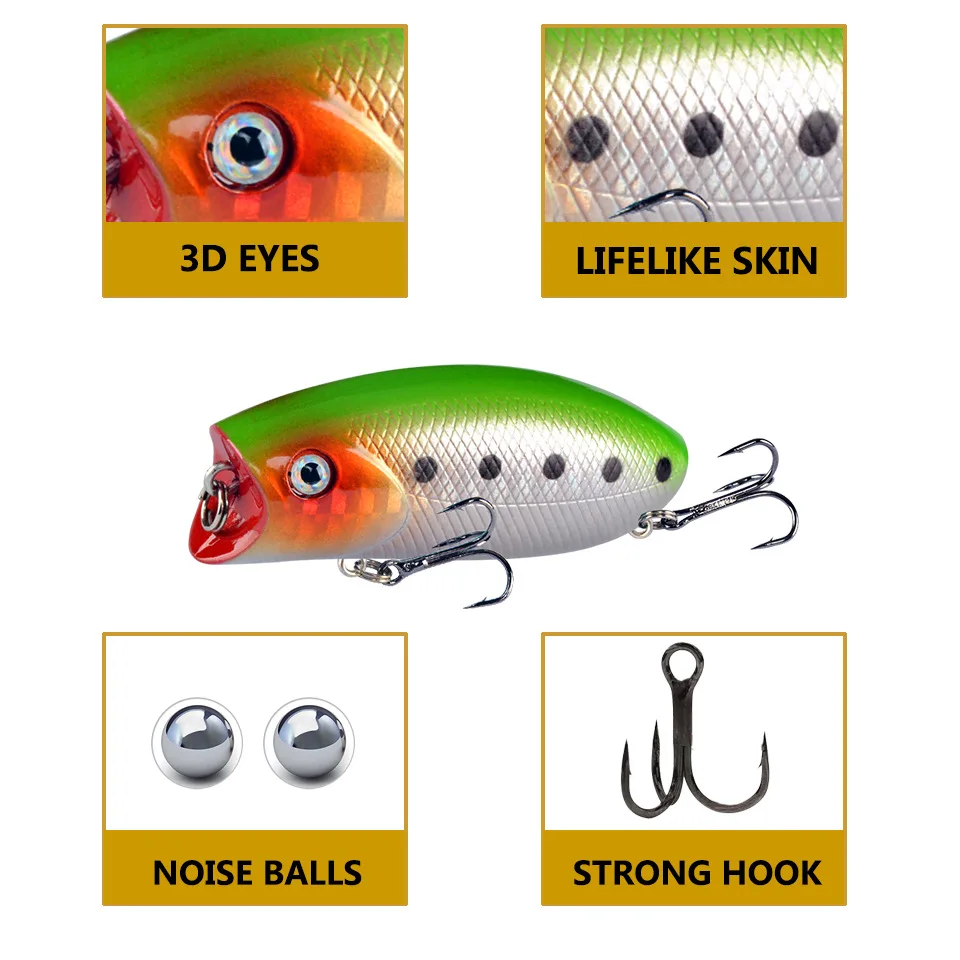 1pcs Crankbait Fishing Lures Floating Topwater Popper Pesca Hard Bait Artificial Wobblers For Pike Carp Trolling Fishing Tackle