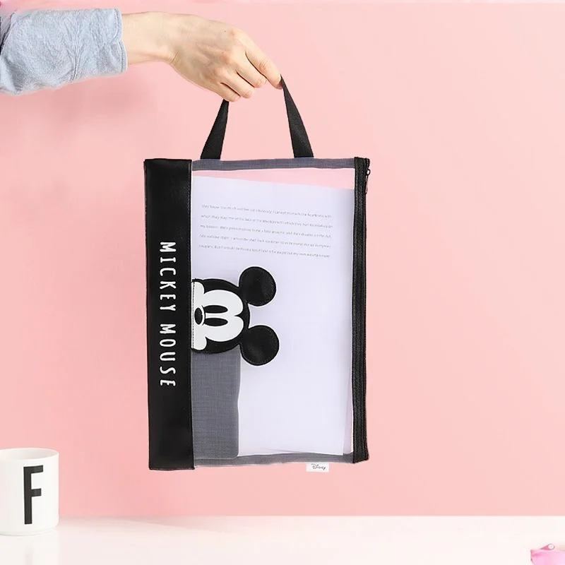 Disney Mickey A4 File Bag Large Capacity Large Zipper Student Subject Classification Thickened Portable Homework Test Paper Bag