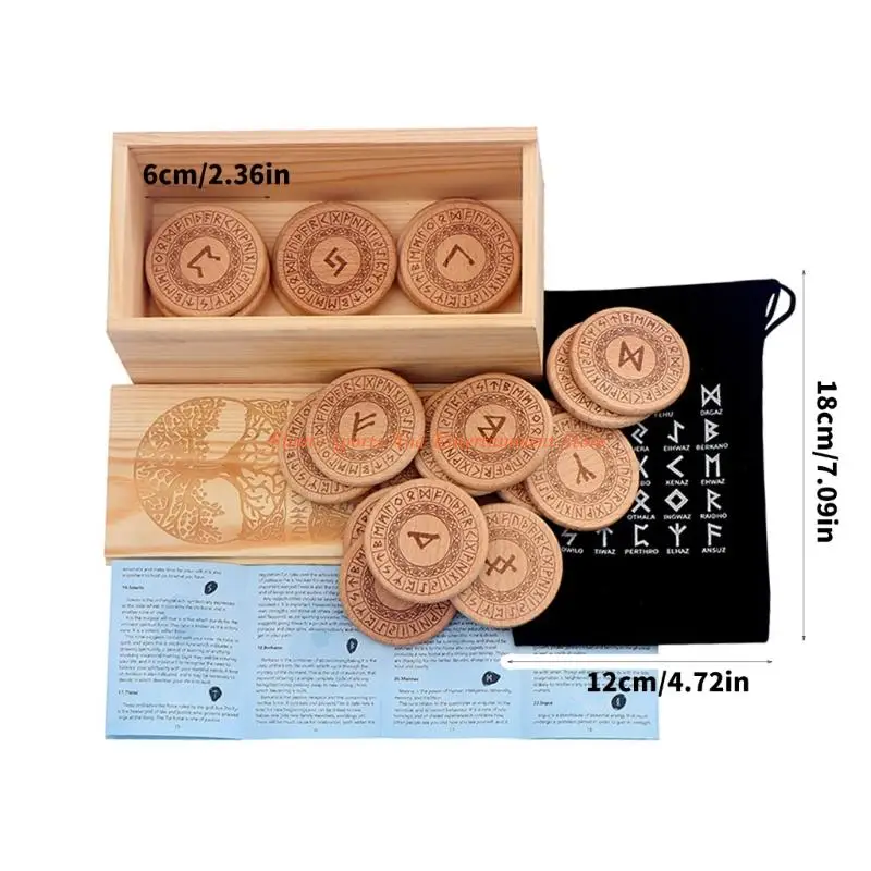 Hand-carved rune set with guidebook