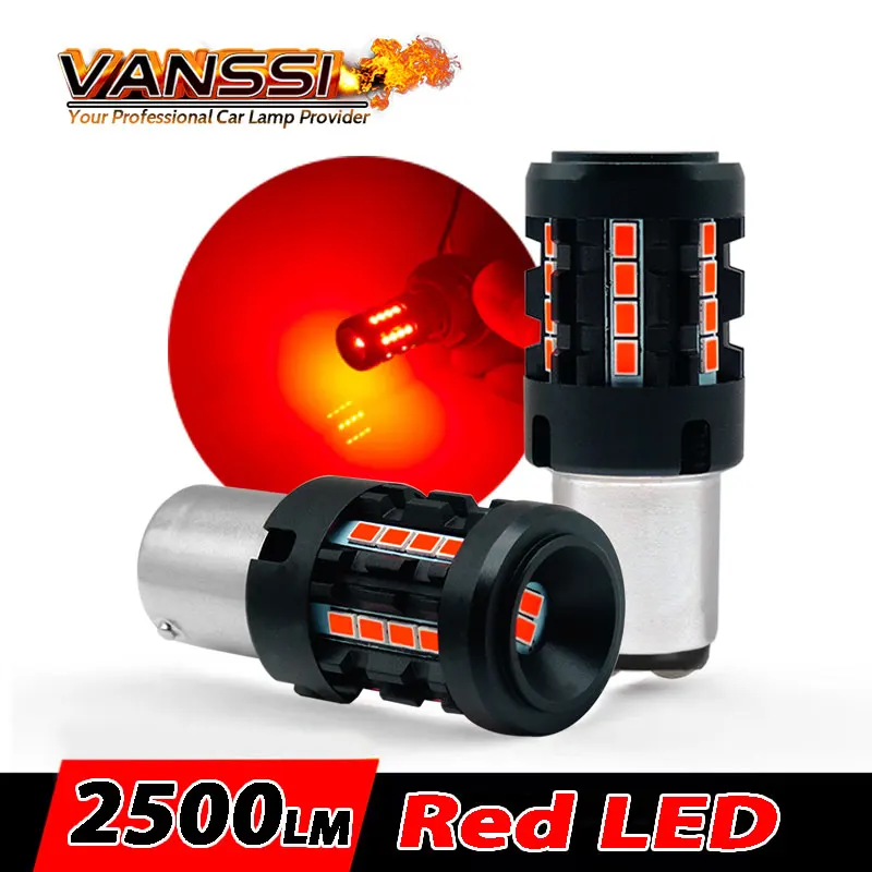 2x 2500LM True 12W Brilliant Red 1157 P21/5W BAY15D/BAZ15D 1156 BA15S P21W PR21W LED Tail Brake Stop Light Bulb T20 7443 W21/5W