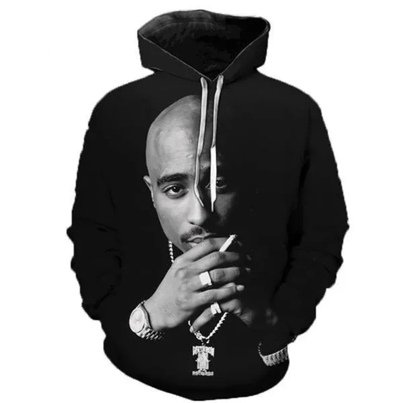 2PAC sudaderas con capucha rapero Tupac chándal con estampado 3D hombres mujeres moda Hip Hop sudaderas de gran tamaño Sudadera con capucha jerseys