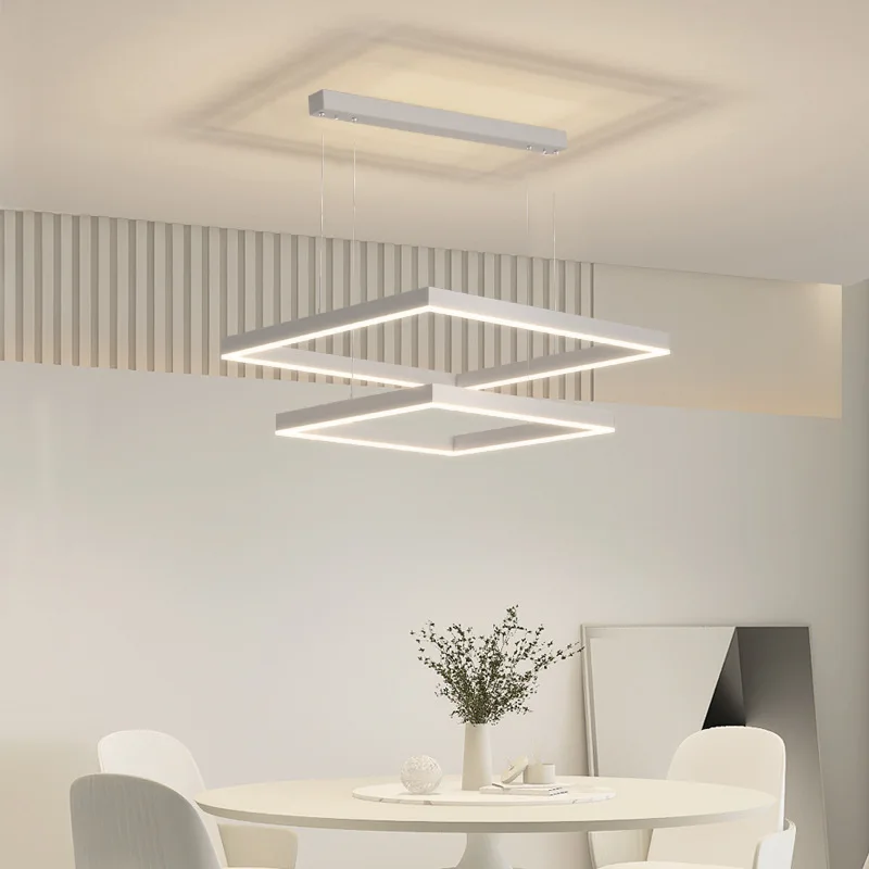 Double Hall Lamp Minimalist Square Chandelier Light Luxury Dining Room Lamp Living Room Main Lamp New Simple Modern Style