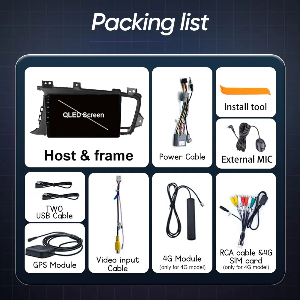 راديو السيارة الاندورويد لكيا أوبتيما K5 2011-2015 مشغل فيديو الوسائط المتعددة نافي كاربلاي ستيريو رئيس وحدة نظام تحديد المواقع والملاحة واي فاي رقم 2 Din