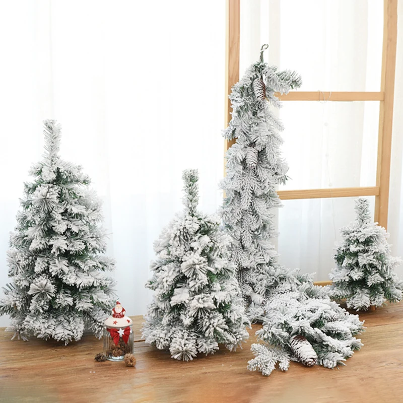 

Merry Christmas Snowfall Flocking Small Tree Simulation Desktop Household Decoration New Year Present